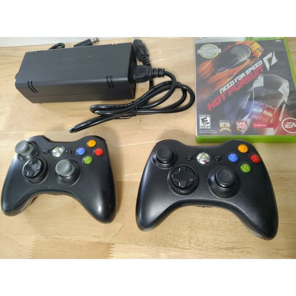 Microsoft Xbox 360 Lot 2 Wireless Controllers Power Supply & Need For Speed Game